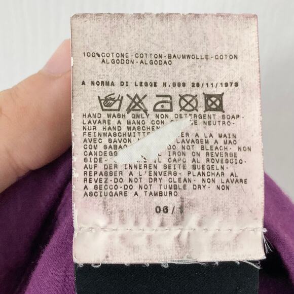 JUST CAVALLI Shirt XL ITALY Graphic Logo Pleat Purple Long Sleeve Button Cotton - Picture 3 of 10